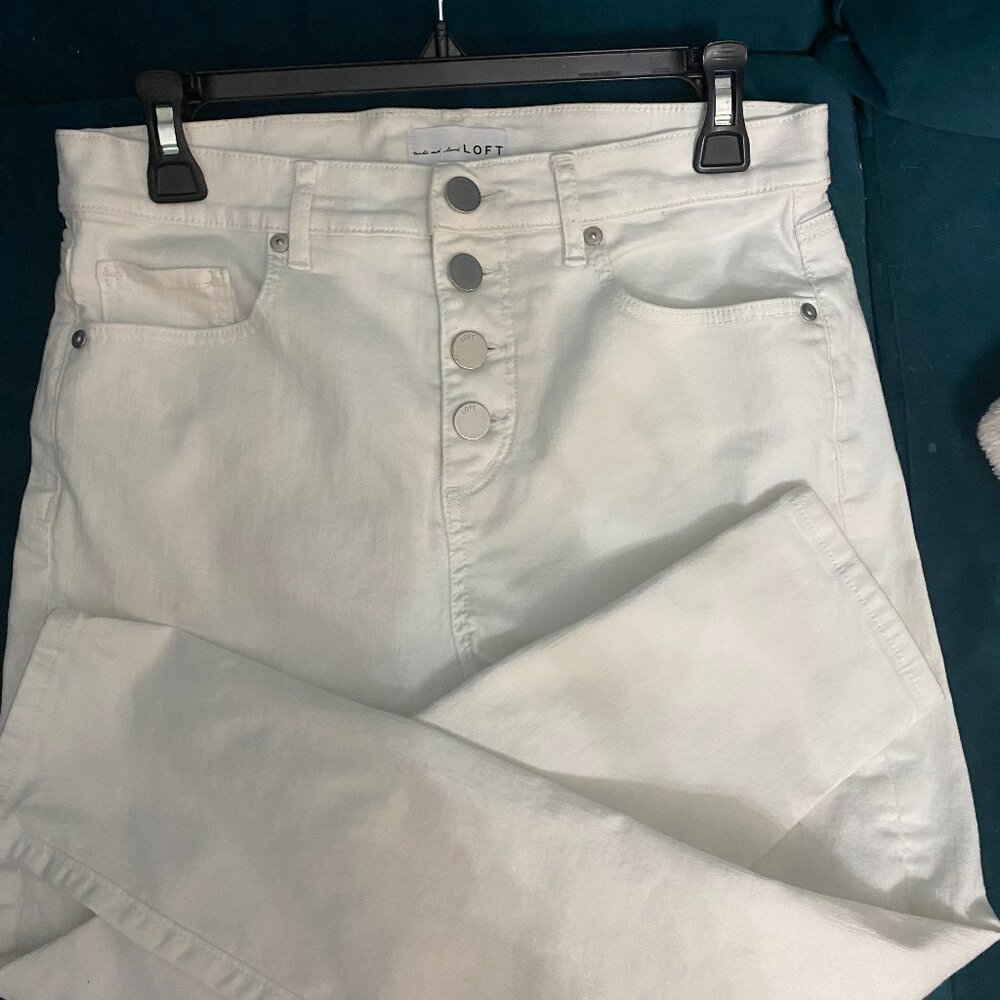 Loft White Five Button Straight Jeans - image 6
